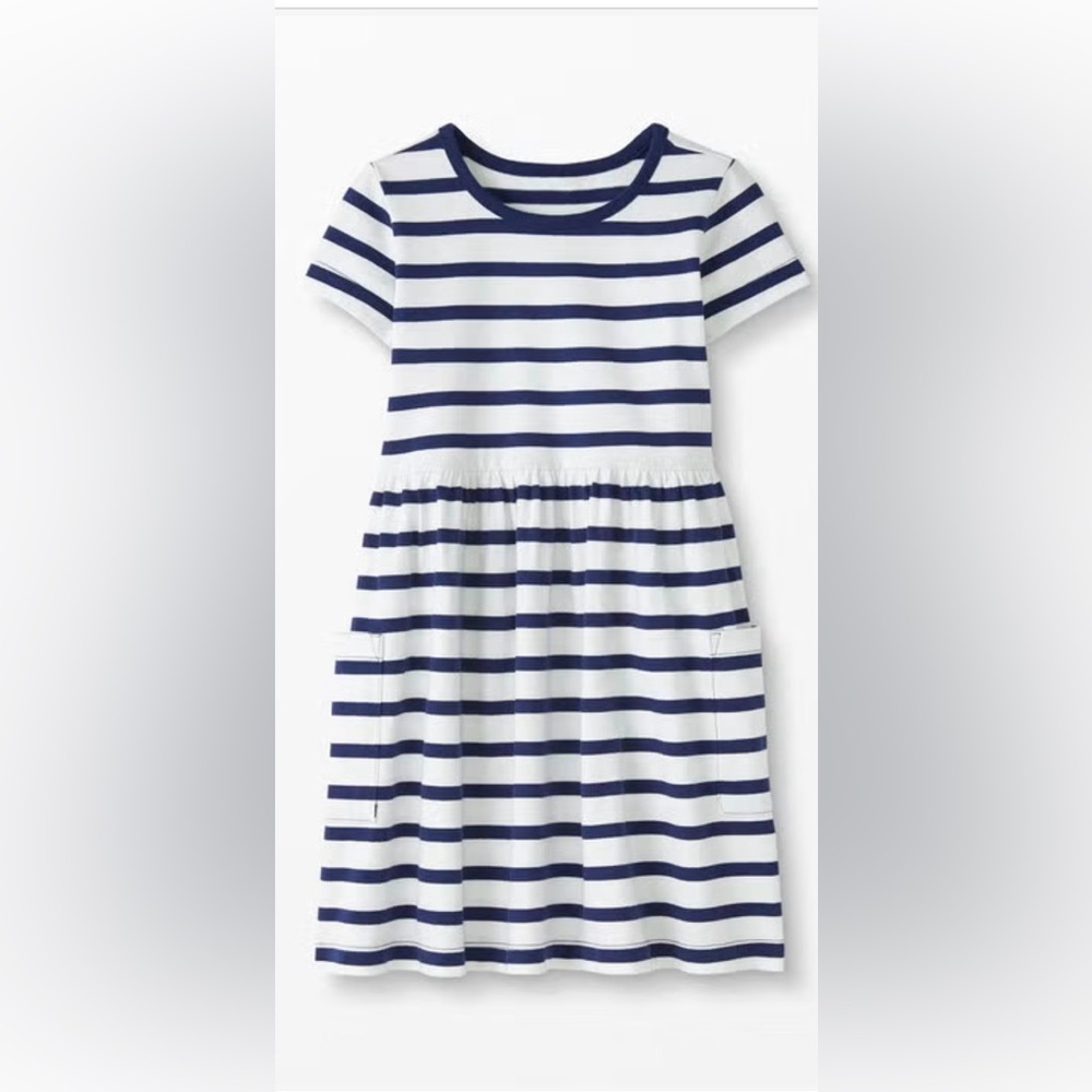 Hanna Andersson EUC Striped Navy and White Kids Dress SZ 10